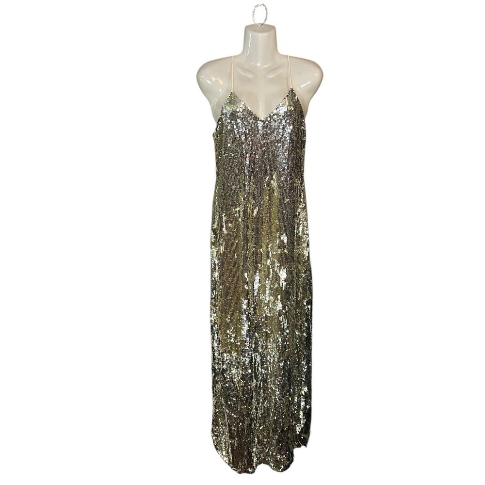 Nili Lotan Gold Sequin Slip Dress Needs minor repairs